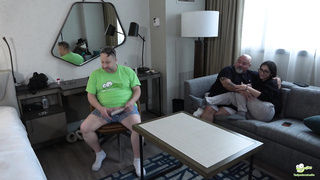 Tadpole Fat Guy fucks Roxie Sinner and Kay Lovely in threesome scene