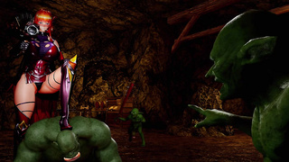 Taimanin 3D Maika defeated by Goblin