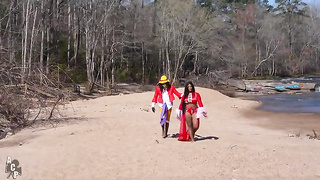 Clown fuck chubby ebony in beach