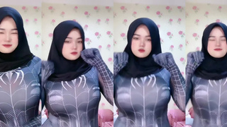 Hijab big tits with Spiderman