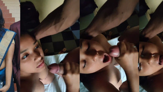 Desi indian slut sucking dick and cum swallow