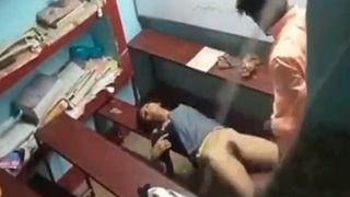 Hot college girl sex with her horny tutor in the classroom