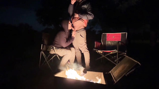 Rough Sex in a Public Park - Big Tits Exposed by the Fire!
