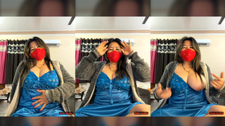 88pink Nepali randi bhabhi 24 jan night show my new blue nighty one boobs open show part 1