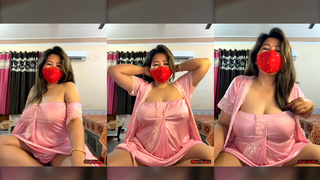 88pink Delhi ke Nepali Randi bhabhi Half pink dress dirty talk show part 2