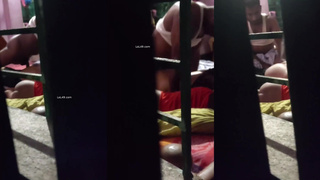 Couple sex caught out side off room