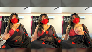 88pink Nepali Randi bhabhi red bra black saree dirty talk part 2