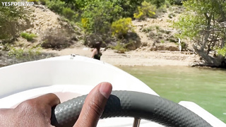 A handsome black guy destroys my pussy on his boat; I suckhis big black cock on the lake