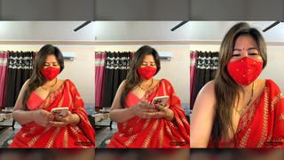 88pink First time red saree dirty talk Delhi ke Nepali Randi bhabhi