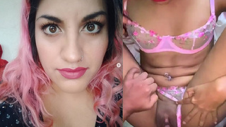 Cogiendome muy rico despues de la fiesta con mi Tanga y Bra rosa