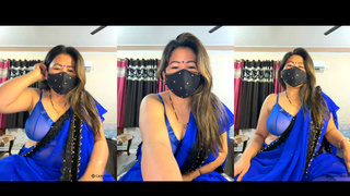 88pink transperent blue bra new blue saree Nepali Randi bhabhi part 2