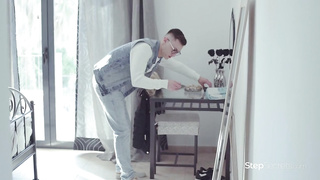 Ania Kiniski In Sexy Black Lingerie And Stockings Fucks Son (720)