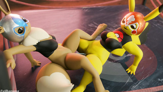 3D lesbian bunny share long dildo xxx