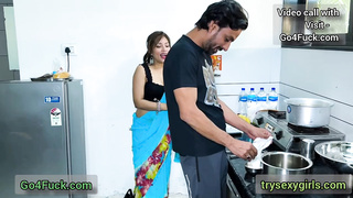 Sugar Mummy Girlfriend and New Boyfriend Romantic Sex in kitchen