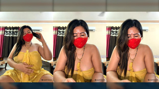 88pink yellow dress Husband ka call aai gye live show par pinky thapa nepali randi bhabhi part 5