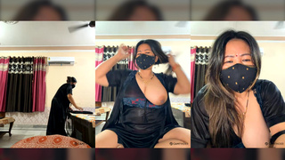 88pink pinky thapa nepali randi bhabhi one boobs open in black nighty part 7