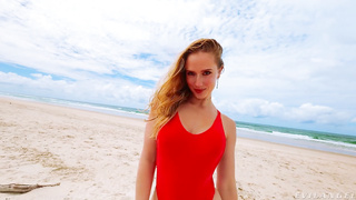 PUBLIC BEACH PUSSY FUCK - Scarlet Chase