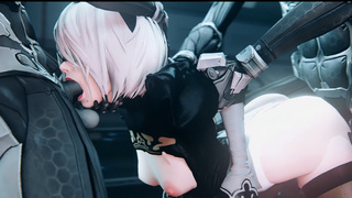 2B Sex lession is fucked in her ass