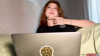 Lina Migurtt - The red-haired Russian girl got up doggy style and experienced a thrill