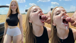 Outdoor Cum in Mouth