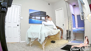 Ciren Verde massages the foreskin of Louie Smalls's big black cock