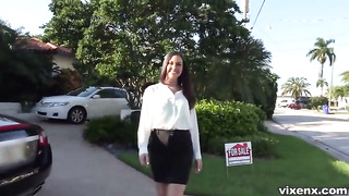 Sexy Real Estate Agent gets horny and fuck her client