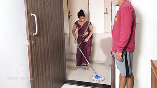 Komal was mopping her broom when a landlord lured her indian porn