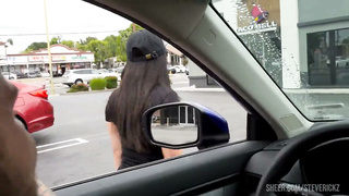 latina baddie giving a blowjob and gets fucked hard during her shift in a customer's car