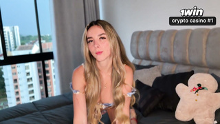 Colombian blonde fucks hard with big cock Abby love