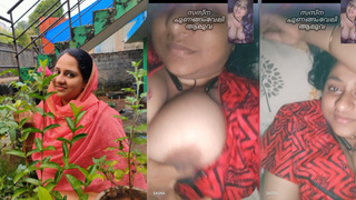 Mallu kerala Muslim girl sasna chunagamveli aluva red dress show big  boobs clip 17
