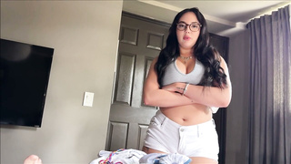 Latina Step Sis Shares Bed on Vacation