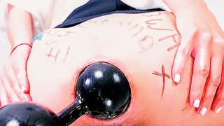 Anal Examination Stretching her ASSHOLE and Testing her Limits with INFLATABLE BUTT PLUG -