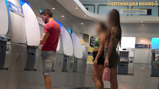 Withdraw cash from ATM and Withdraw dick before cumming inside the two hot Brazillian