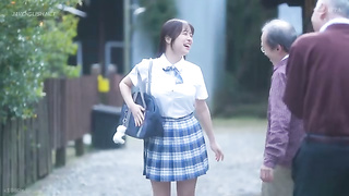 [MKMP-742] Overly kind big-breasted high school girl in a dying village can’t refuse the old men’s r