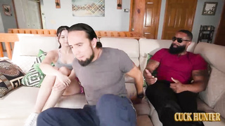 Carly Kiss, sucks bbc while husband watches