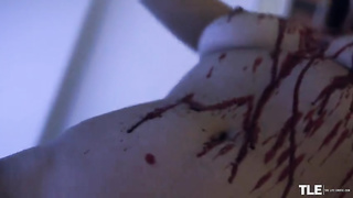 Bloody wax sexy game play solo Violet Russo