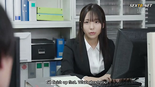 [EBWH-212] Due to heavy rain during overtime, I stayed at a coworker’s house Excited by her wet, bea