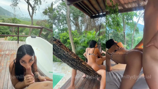 ❗Naughty Jamilly having sex, bouncing on the cock while fucking in the hammock❗