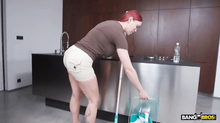 Voluptuous Redhead Cleans a Black Dick