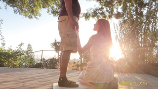 Delilah Daughtley - Ginger Bunny Caught Sunset Fucking and Deepthroat on Patio