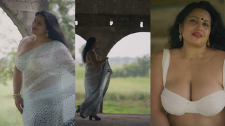 MILF Maya The Doe Eyed Gurl White Saree Sensual Play