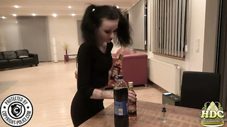 Crazy Drunken Brunette at Home