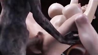 Ugly 3D monster raped busty teen slut and cumming in her pussy