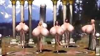 Busty whores for one cocky guy