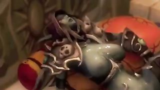 Blonde elf warrior fucks orc slut