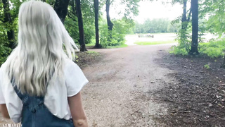 Hot Teen Girl - Walking with Cum in my Panties after the Sex in a Public Park