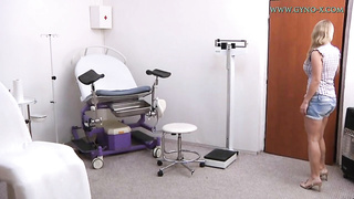 Busty blonde at gynecologist