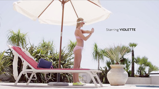 Blonde teen fucking next to pool