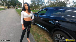 Busty MILF has no money to fix her flat tire
