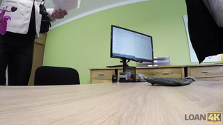 Horny brunette fucking in the office